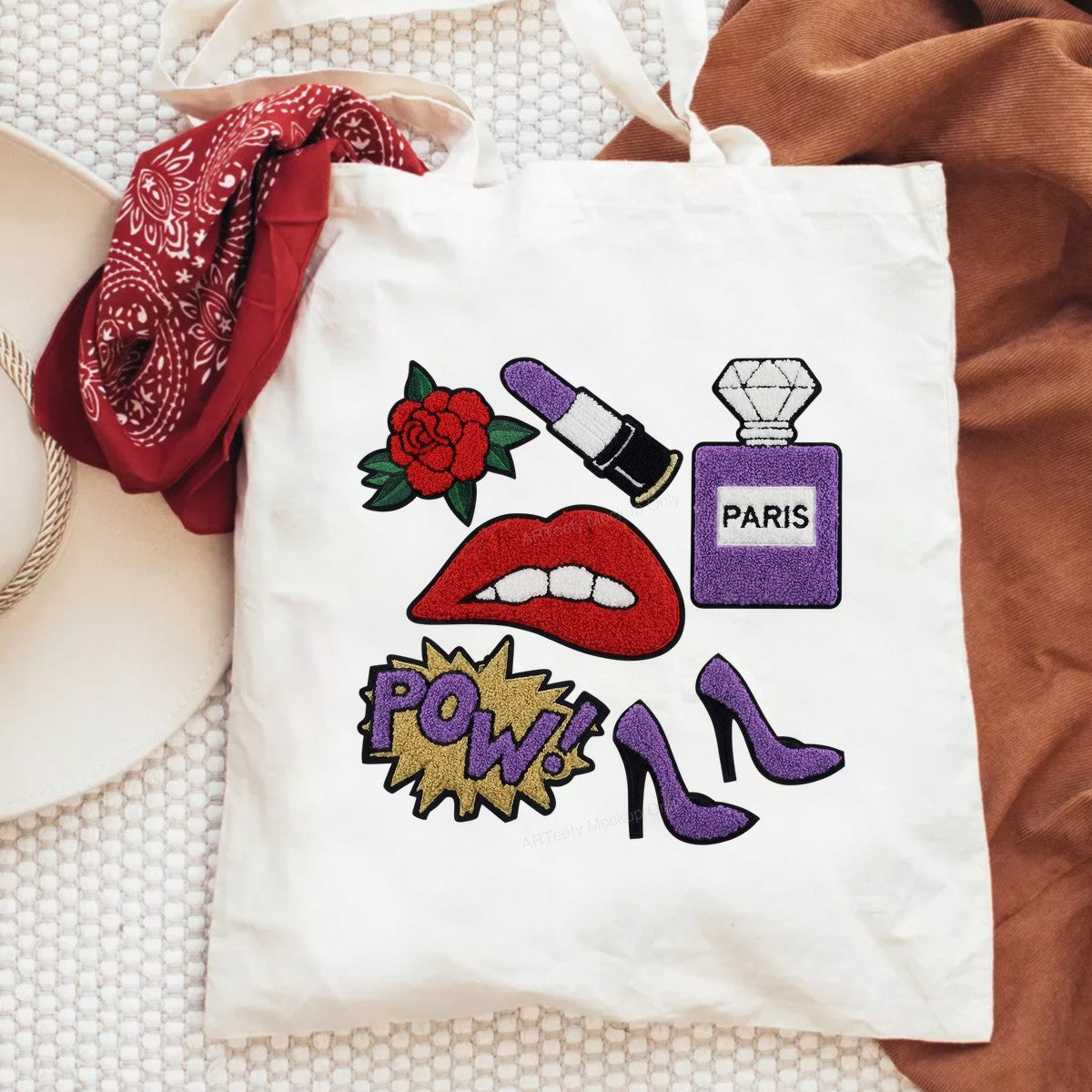 DTF Heat Transfer Iron On Sticker Iron On Heat Transfers Fashion Iconic Style Lipstick Paris Perfume Trendy Apparel Bags Jackets Local Warehouse - 6
