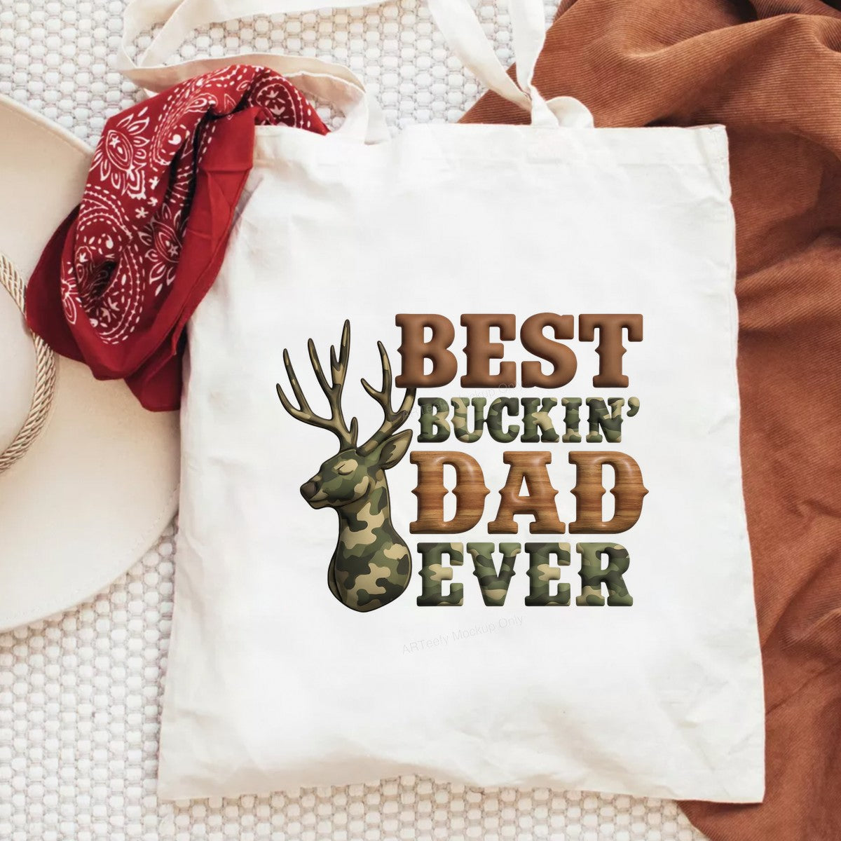 DTF Heat Transfer Iron On Sticker Iron On Heat Transfers Best Buckin Dad Ever Camo Deer Design for Father Day T Shirts Local Warehouse - 6