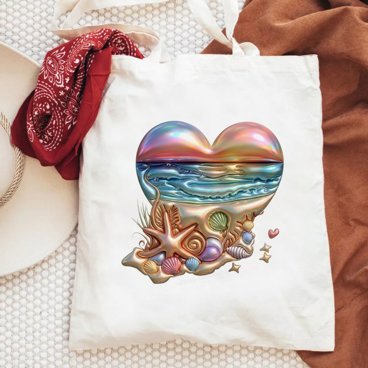 DTF Heat Transfer Iron On Sticker Iron On Heat Transfers Beach Heart Seashell Design Summer Apparel Local Warehouse - 6