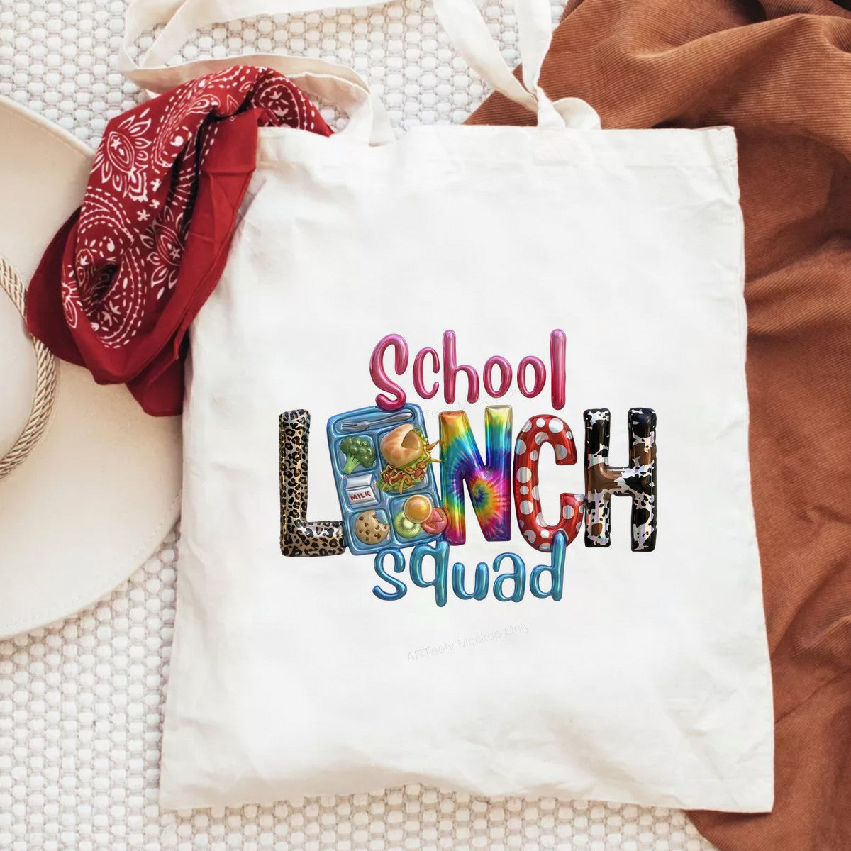 DTF Heat Transfer Iron On Sticker Iron On Transfers for T Shirts School Lunch Squad Colorful Lettering Trendy Apparel Designs Local Warehouse - 6