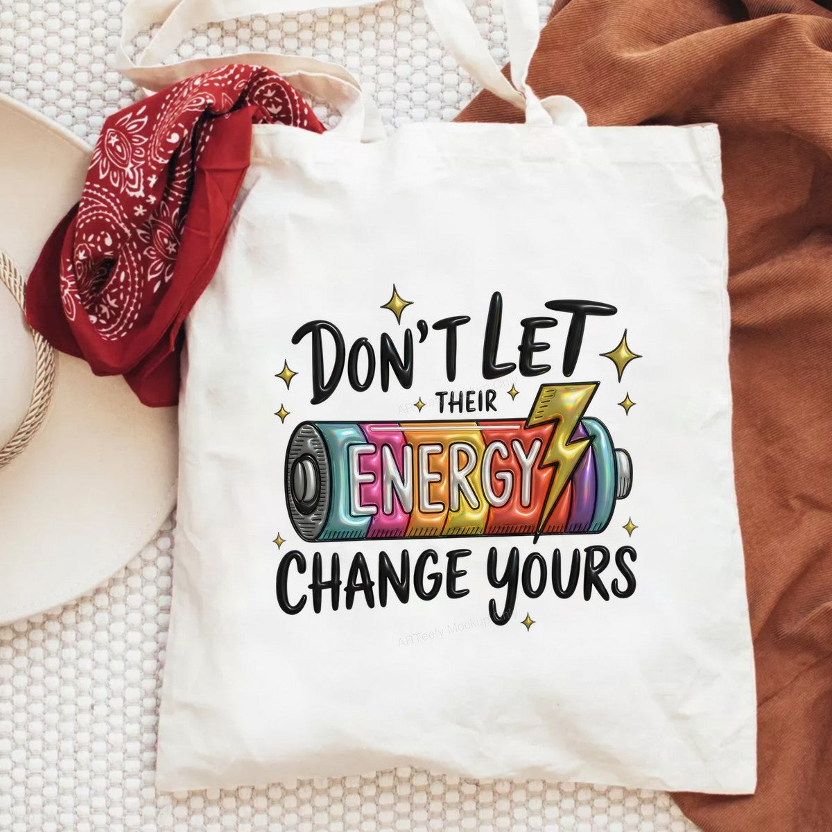 DTF Heat Transfer Iron On Sticker Iron On Heat Transfers Colorful Battery Design Motivational Quotes for T Shirts Hoodies Clearance - 6
