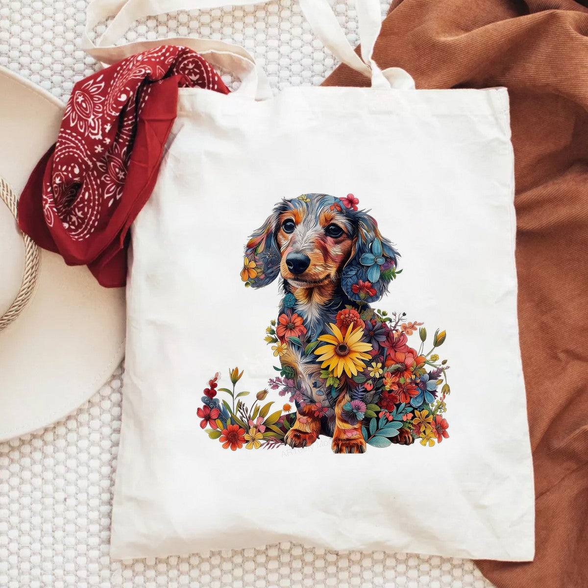 DTF Heat Transfer Iron On Sticker Iron On Heat Transfers Colorful Floral Dog Design for Apparel Bags Jackets Local Warehouse - 6