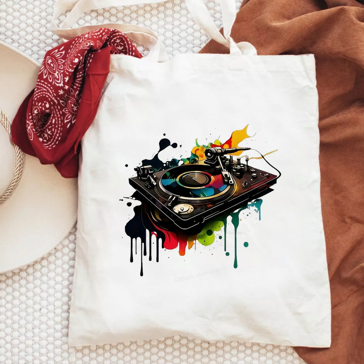 DTF Heat Transfer Iron On Sticker Iron On Heat Transfers Colorful Turntable Design for Music Lovers Apparel Local Warehouse - 6
