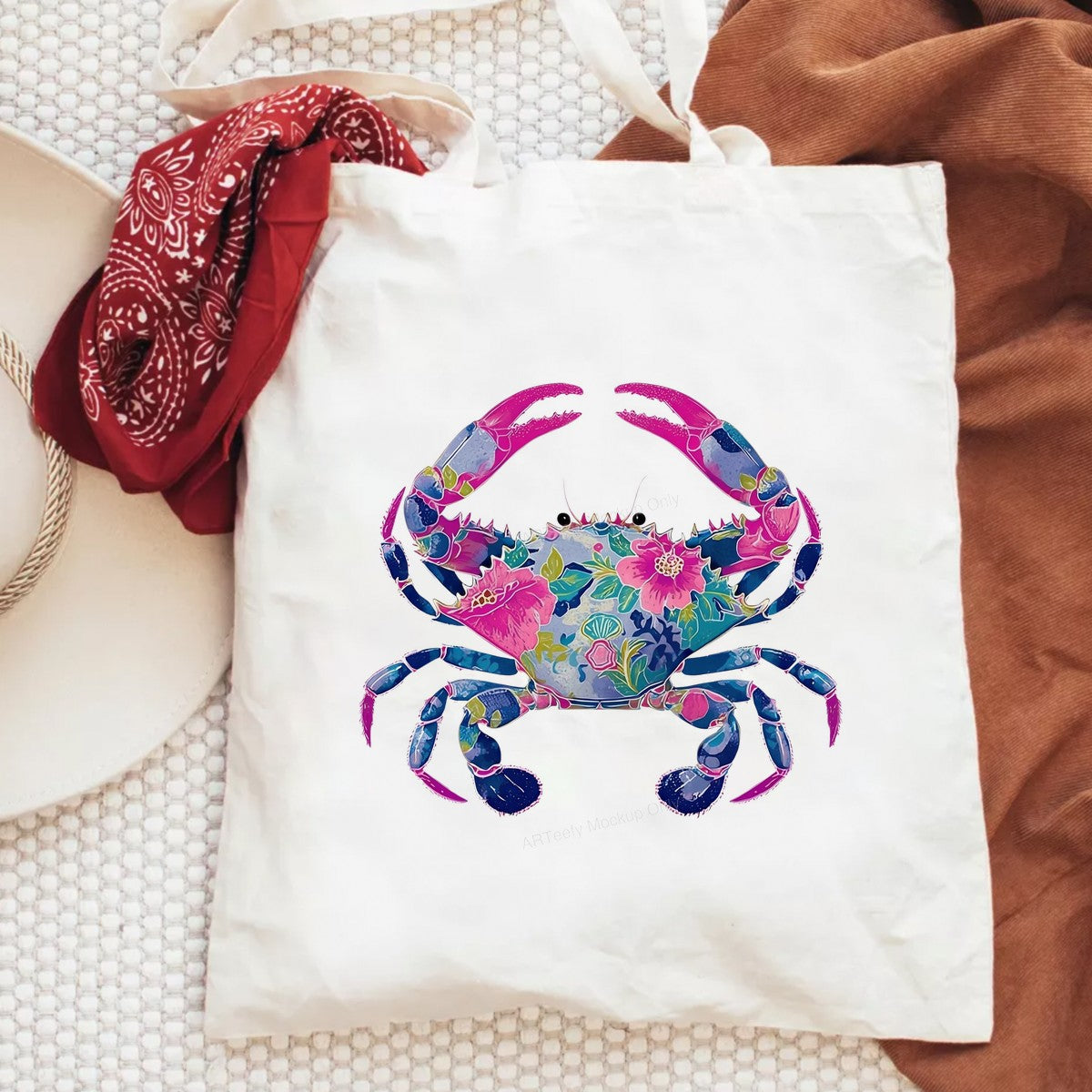DTF Heat Transfer Iron On Sticker Iron On Heat Transfers Colorful Floral Crab Design for T Shirts Beachwear Summer Fashion Clearance - 6