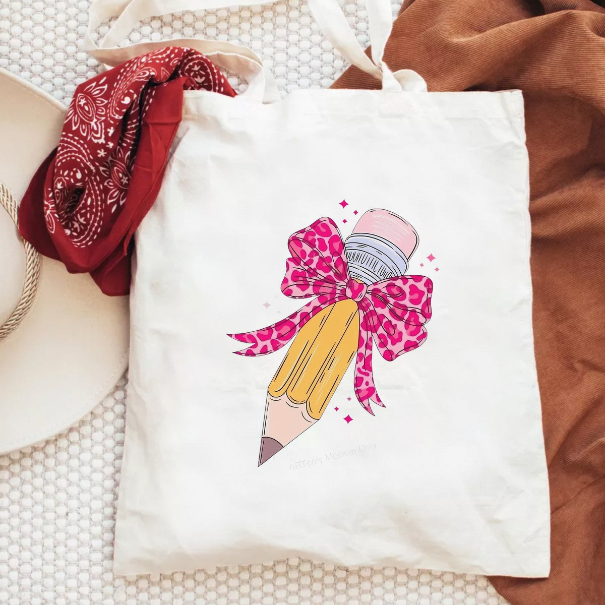 Back to School Pink Leopard Bow Pencil DTF Heat Transfer Iron On Sticker Girls Teacher Gift Shirt - 6