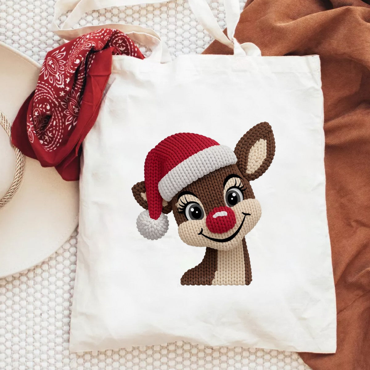 DTF Heat Transfer Iron On Sticker Iron On Heat Transfers Festive Reindeer Knitted Design for Christmas Decorations Clearance - 6