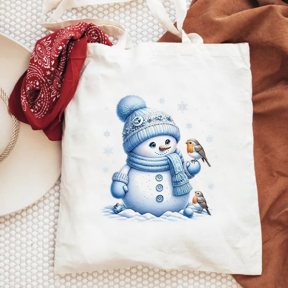 DTF Heat Transfer Iron On Sticker Iron On Heat Transfers Snowman and Birds Design Christmas Winter Apparel Decorations Local Warehouse - 6