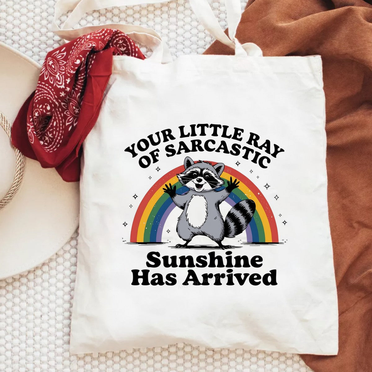 Iron On Transfer Sarcastic Raccoon Rainbow Design for T Shirts and Hoodies - 6