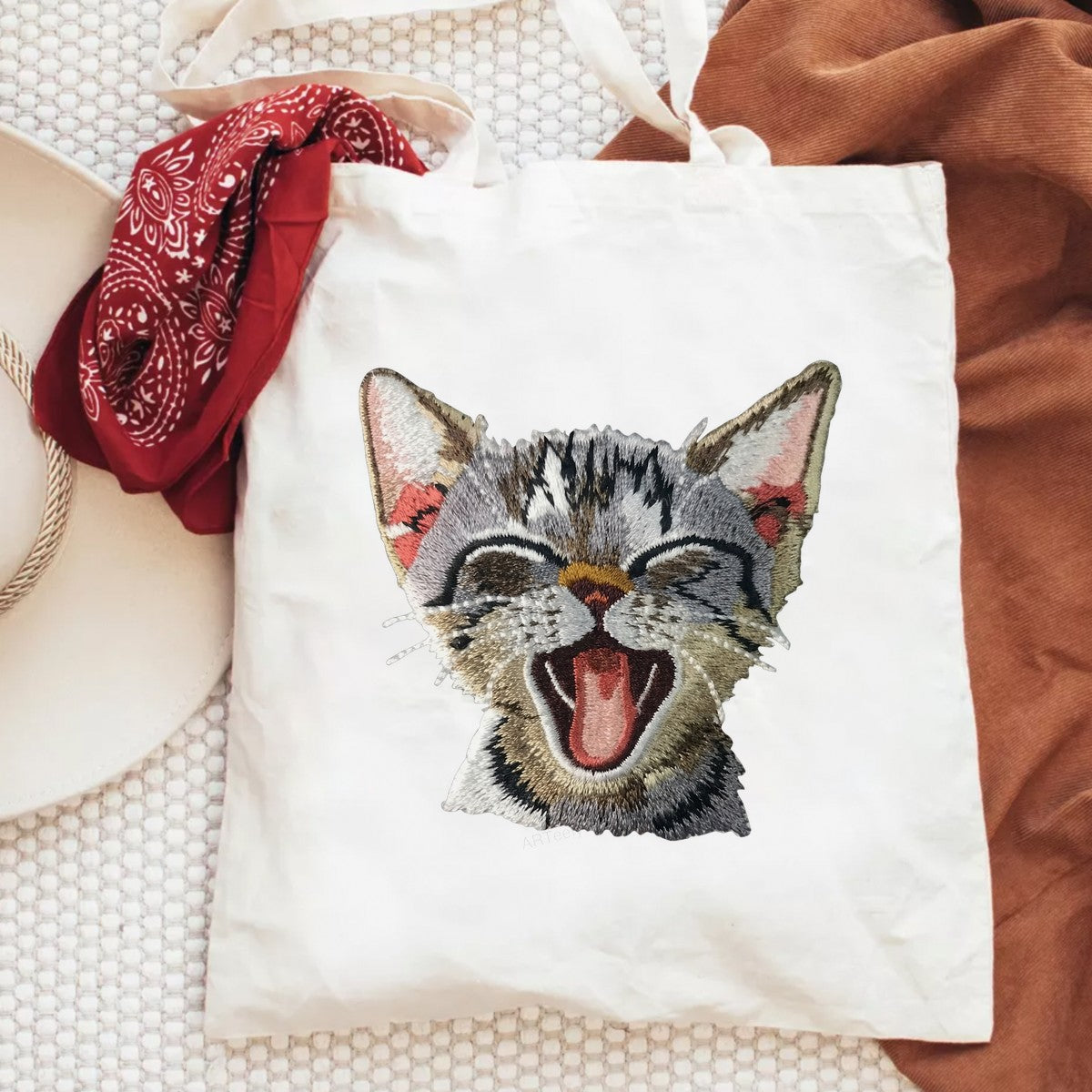 DTF Heat Transfer Iron On Sticker Iron On Heat Transfers Cute Cat Embroidery Style for Apparel Bags Jackets Local Warehouse - 6