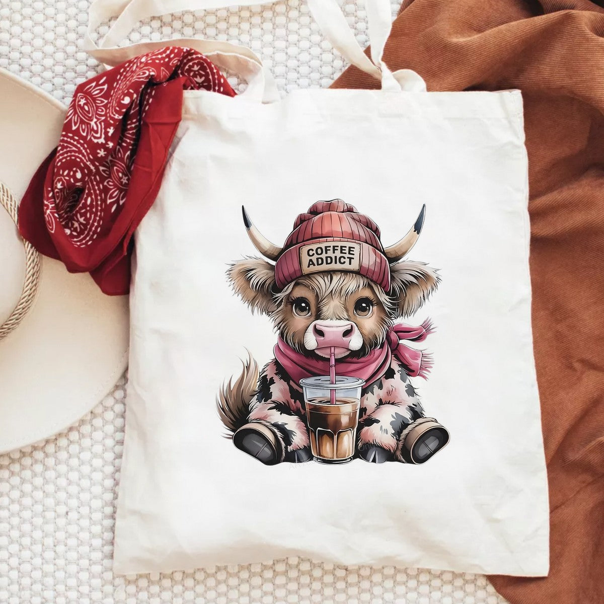 DTF Heat Transfer Iron On Sticker Iron On Heat Transfers Coffee Addict Cow Design for T Shirts Hoodies Local Warehouse - 6
