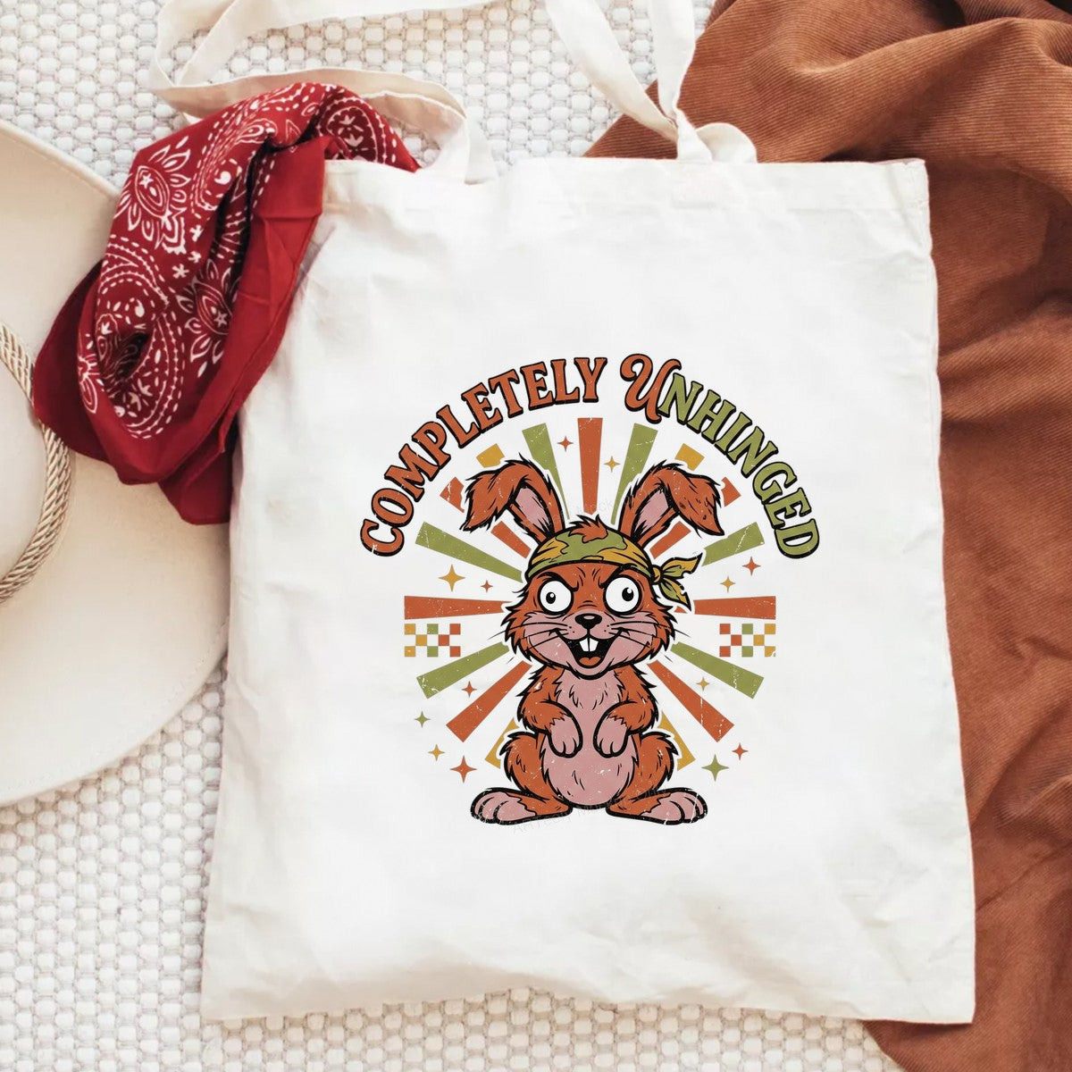 Funny Graphic Transfer Completely Unhinged Crazy Bunny Retro Burst Design for T Shirts Hoodies and Casual Wear - 6