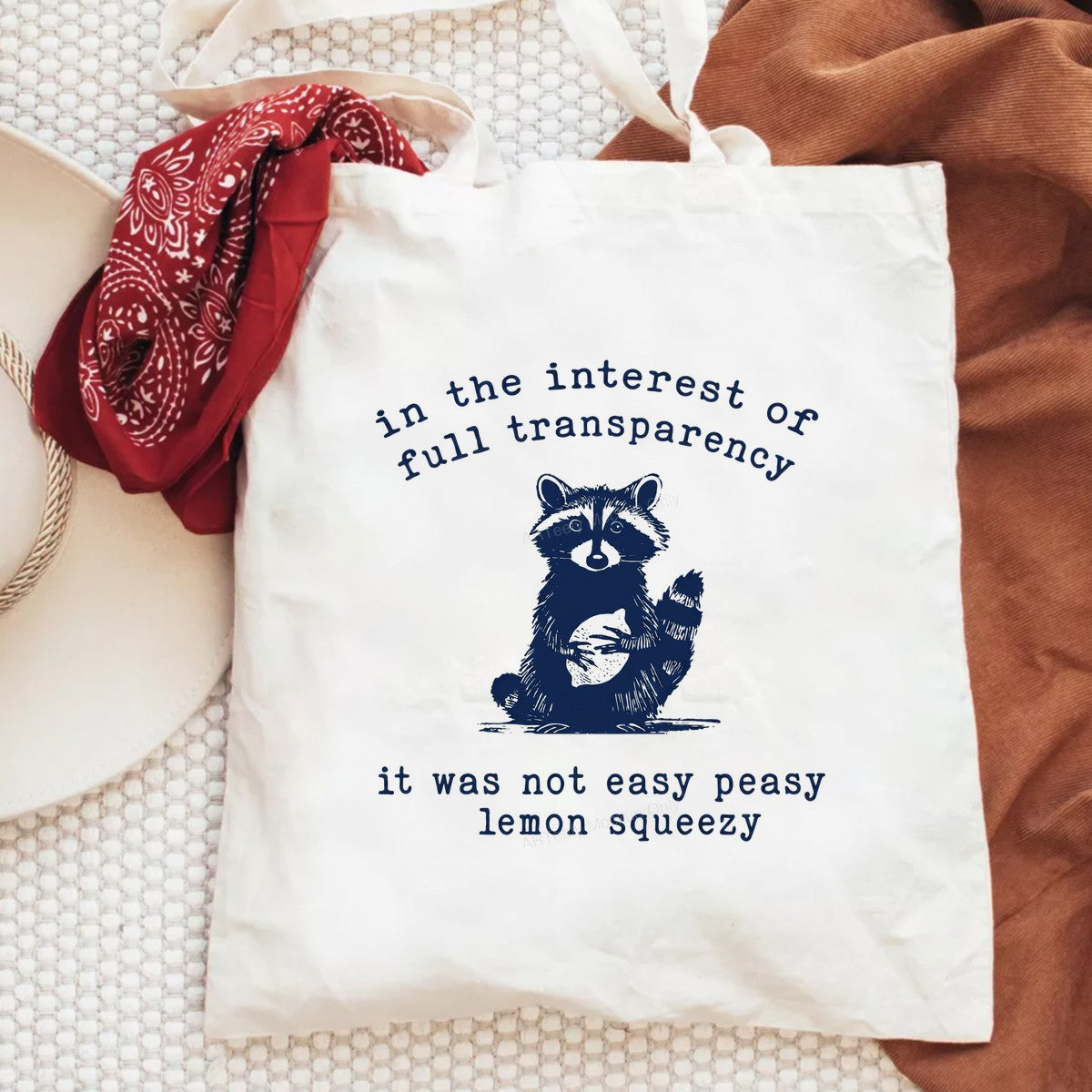 Funny Graphic Transfer Raccoon Holding Lemon Quote “In The Interest Of Full Transparency It Was Not Easy Peasy Lemon Squeezy” for T Shirts Hoodies and Casual Wear - 6