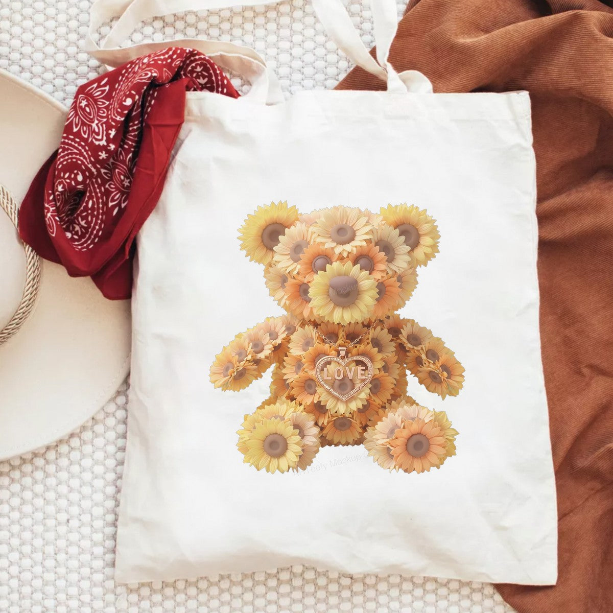 DTF Transfer Sunflower Teddy Bear Love Heart Pendant Graphic for T Shirts Hoodies and Gifts - 6
