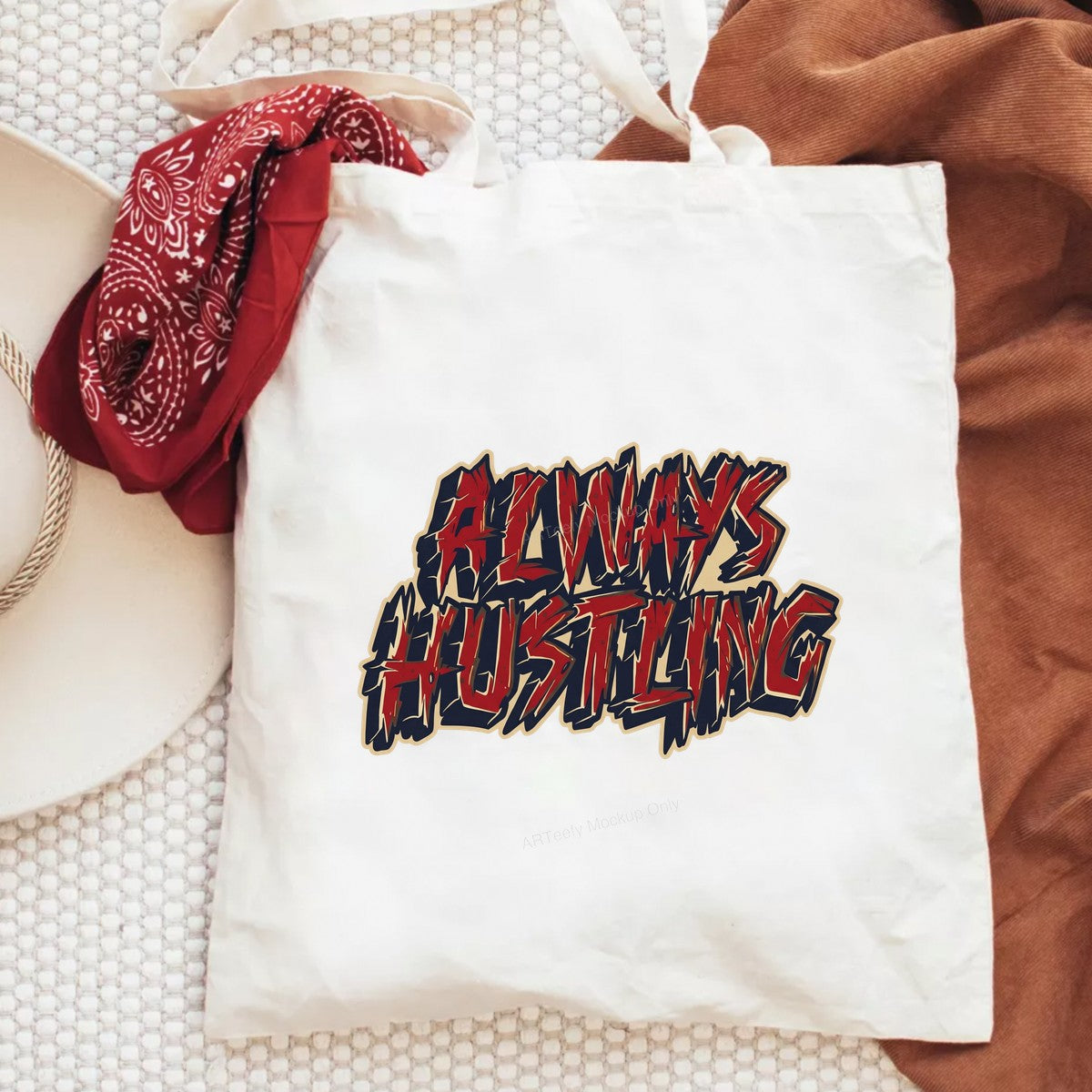 DTF Transfer Always Hustling Graffiti Style Red and Black Lettering Graphic for T Shirts Hoodies and Streetwear Apparel - 6