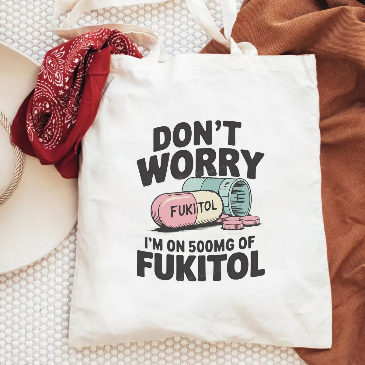 Funny Graphic Transfer Don’t Worry Pill Joke Cartoon Capsule Design for T Shirts Hoodies and Casual Wear - 6