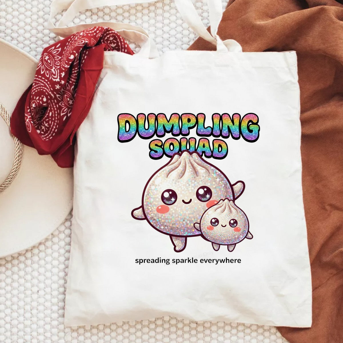 DTF Transfer Dumpling Squad Glitter Kawaii Dumplings Graphic for T Shirts Hoodies and Tote Bags - 6