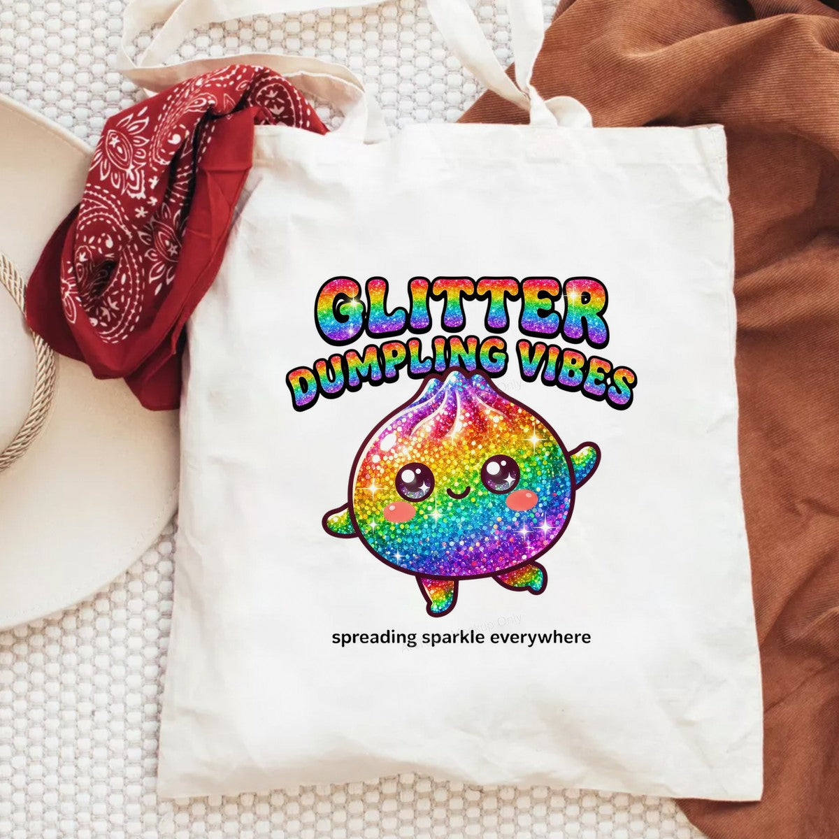 DTF Heat Transfer Glitter Dumpling Vibes Rainbow Sparkle Graphic for T Shirts Hoodies and Tote Bags - 6