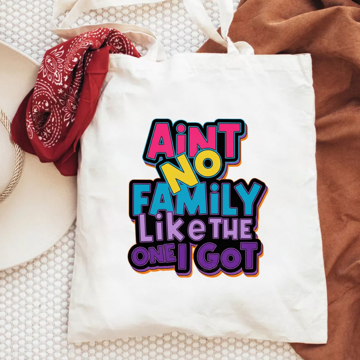 DTF Heat Transfer Ain’t No Family Like The One I Got Bold Neon Quote Graphic for T Shirts Hoodies and Gifts - 6