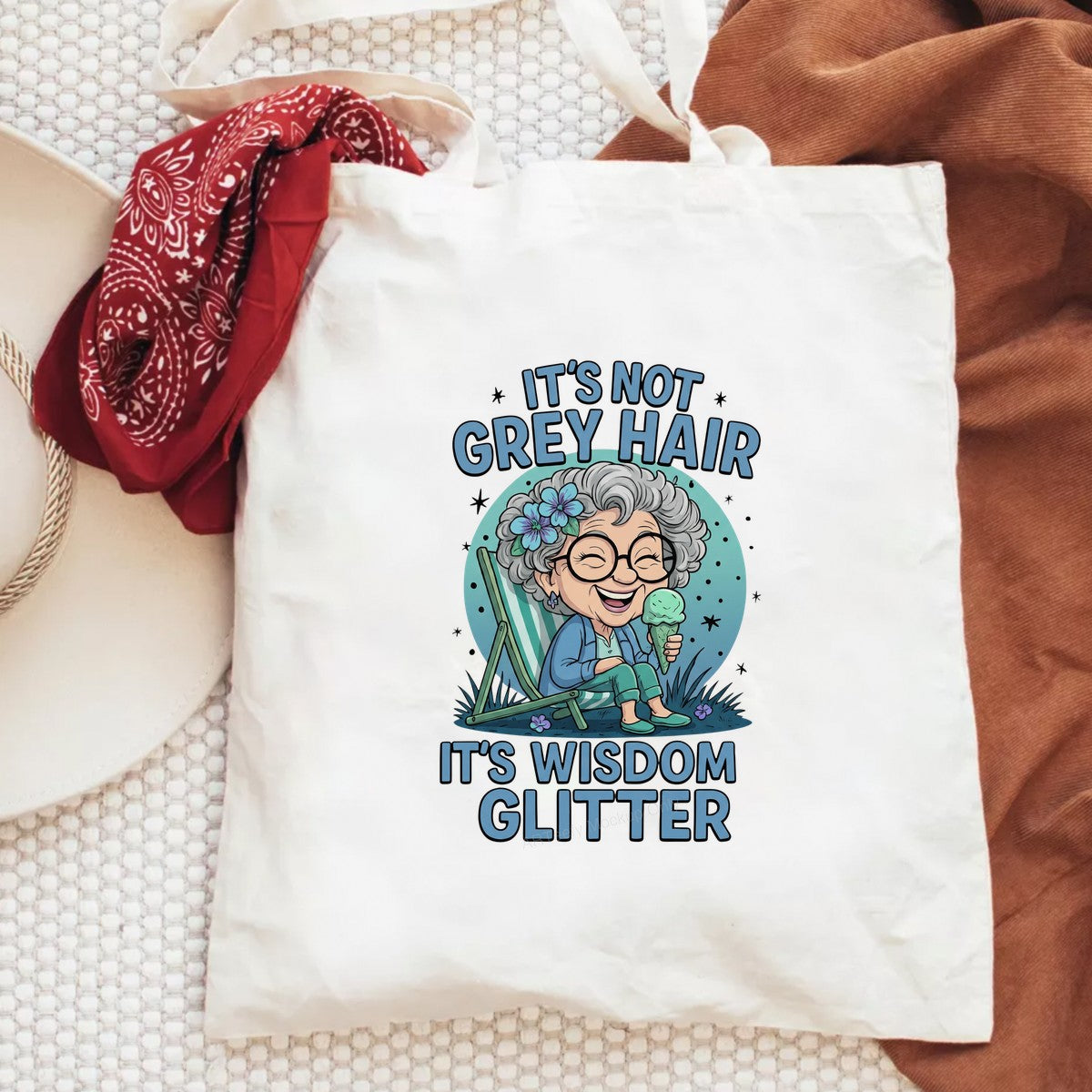 Funny Graphic Transfer It’s Not Grey Hair It’s Wisdom Glitter Grandma Cartoon Design for T Shirts Hoodies and Gifts - 6