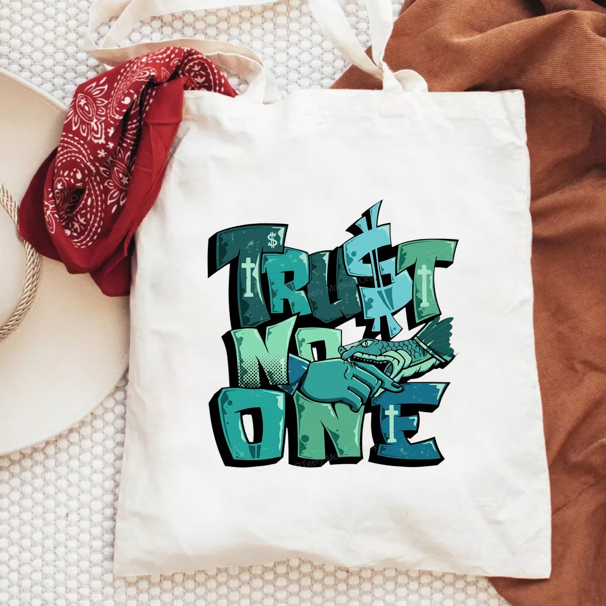 DTF Transfer Trust No One Snake Bite Hand Lettering Graphic for T Shirts Hoodies and Streetwear - 6