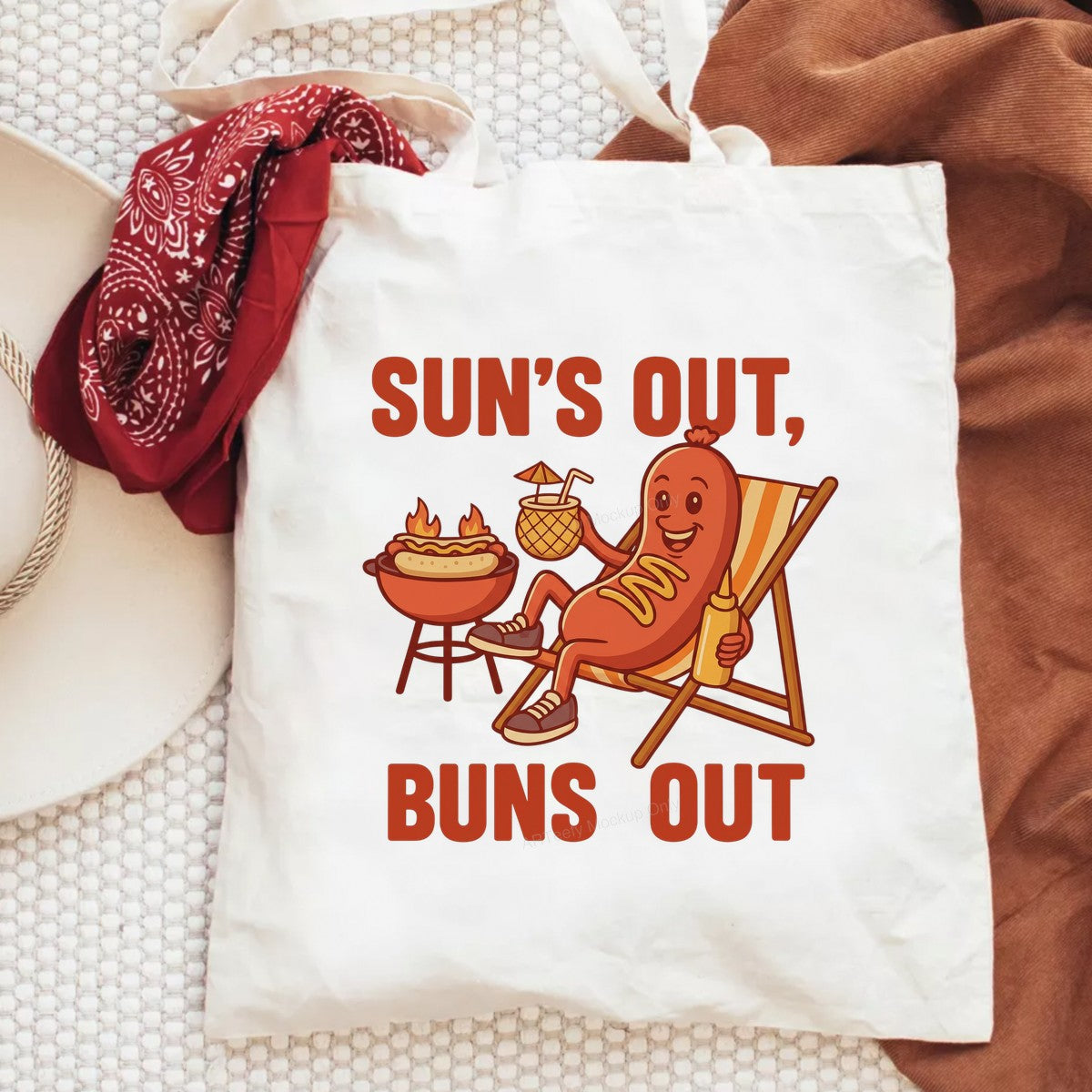Funny Graphic Transfer Sun’s Out Buns Out Hot Dog BBQ Cartoon Design for Summer T Shirts and Hoodies - 6