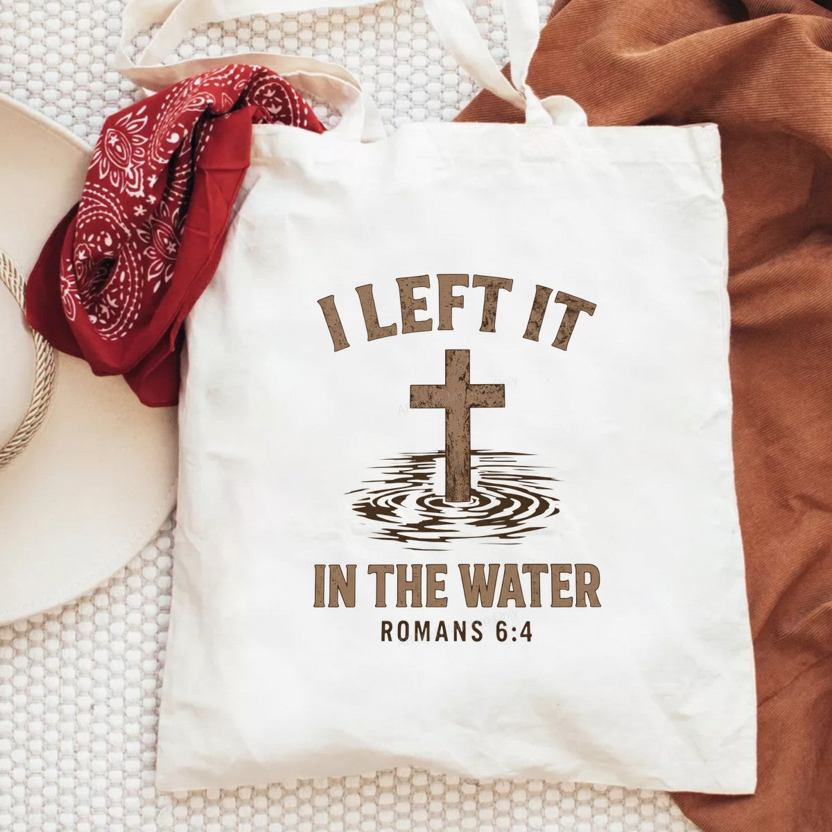 Christian Heat Transfer I Left It In The Water Romans 6:4 Cross Graphic for T Shirts Hoodies and Christian Apparel - 6