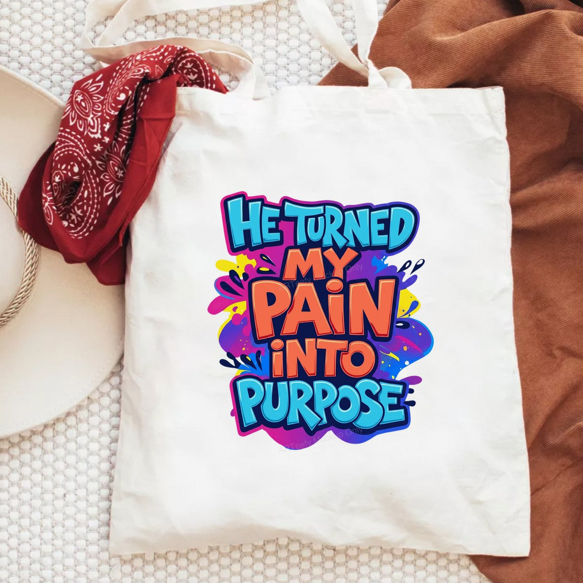 Christian Heat Transfer He Turned My Pain Into Purpose Colorful Lettering Graphic for T Shirts Hoodies and Tote Bags - 6
