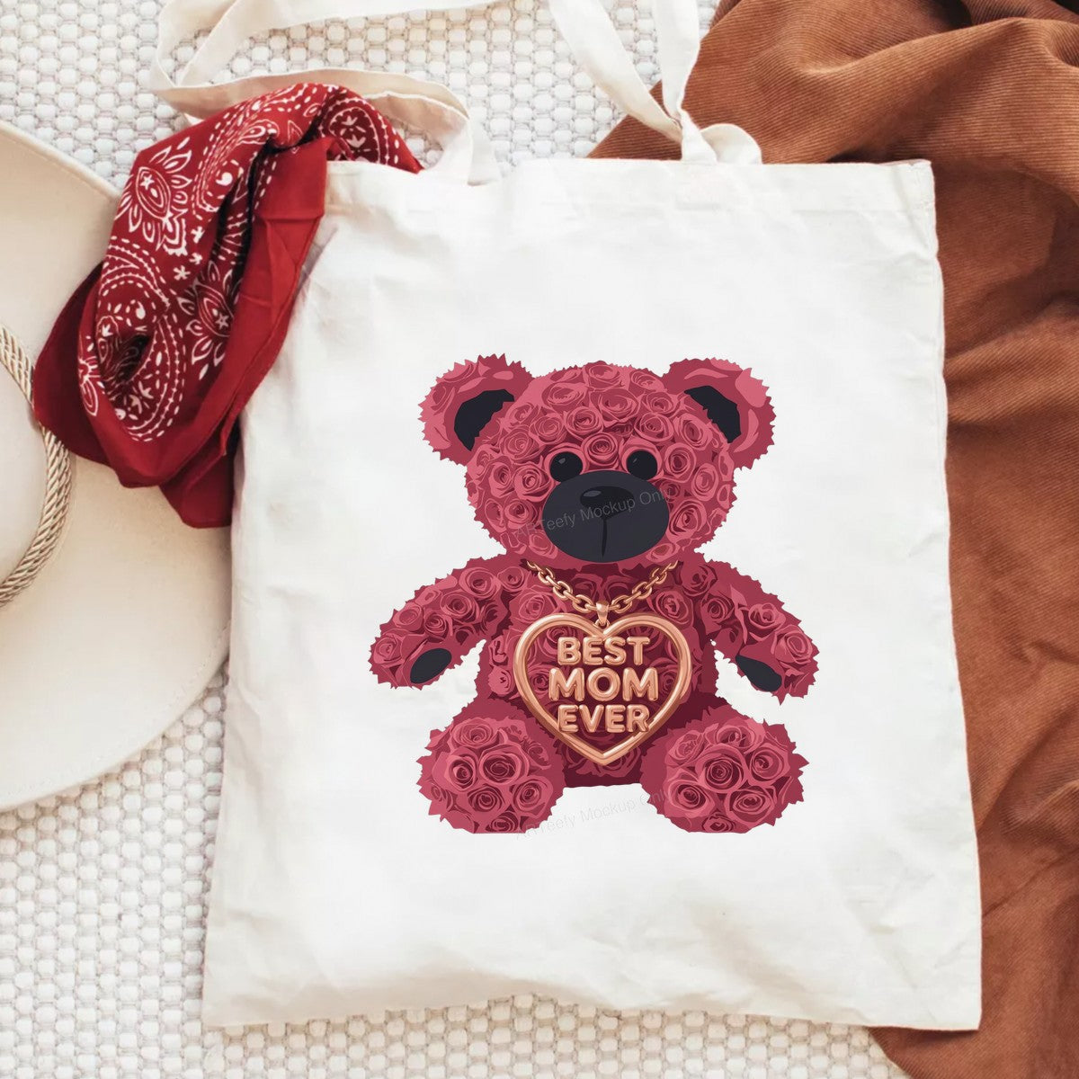 DTF Transfer Best Mom Ever Rose Teddy Bear Graphic for Mother’s Day T Shirts and Gifts - 6
