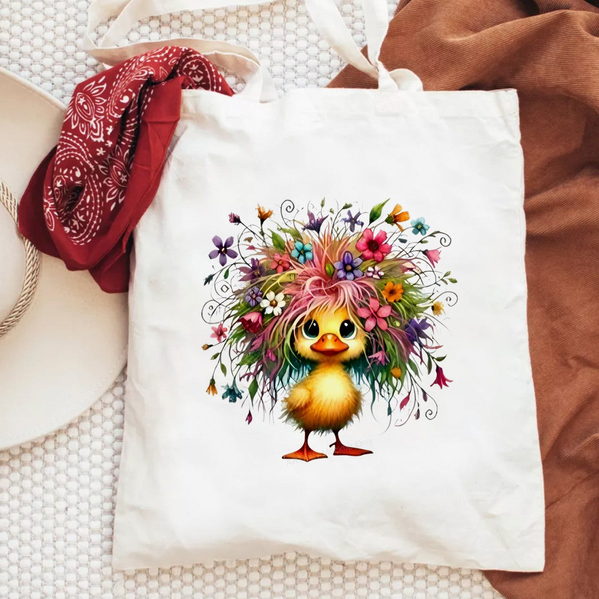DTF Transfer Cute Duck with Colorful Flower Afro Art Graphic for T Shirts Hoodies and Tote Bags - 6