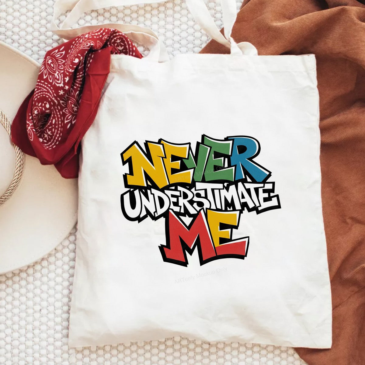 Funny Graphic Transfer Never Underestimate Me Quote Colorful Graffiti Style for T Shirts Hoodies and Tote Bags - 6