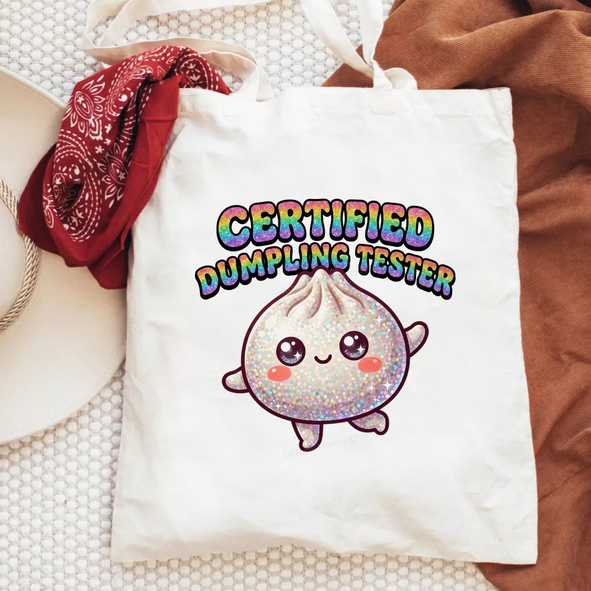 Funny Graphic Transfer Certified Dumpling Tester Glitter Kawaii Dumpling Design for T Shirts Hoodies and Aprons - 6