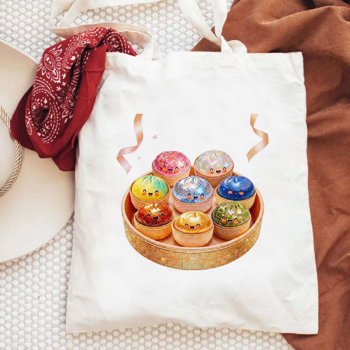 DTF Heat Transfer Cute Rainbow Dumpling Characters Glitter Style Graphic for T Shirts Hoodies and Tote Bags - 6