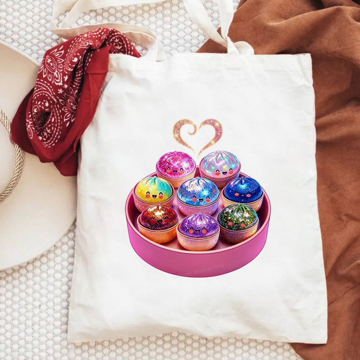 DTF Heat Transfer Kawaii Rainbow Dumpling Characters Sparkle Heart Design for T Shirts Hoodies and Tote Bags - 6