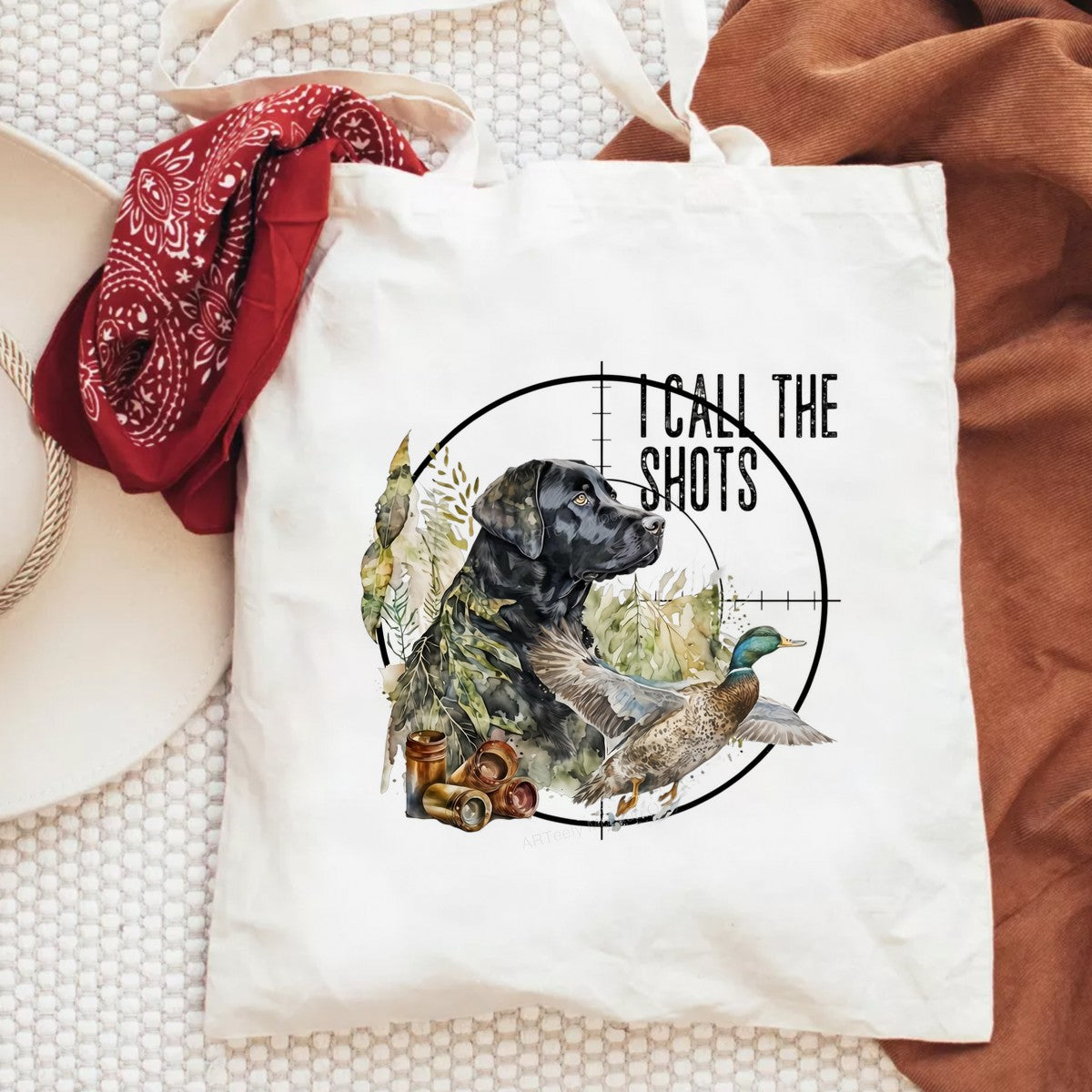 DTF Transfer I Call The Shots Hunting Dog and Duck Camo Graphic for T Shirts Hoodies and Hunting Apparel - 6