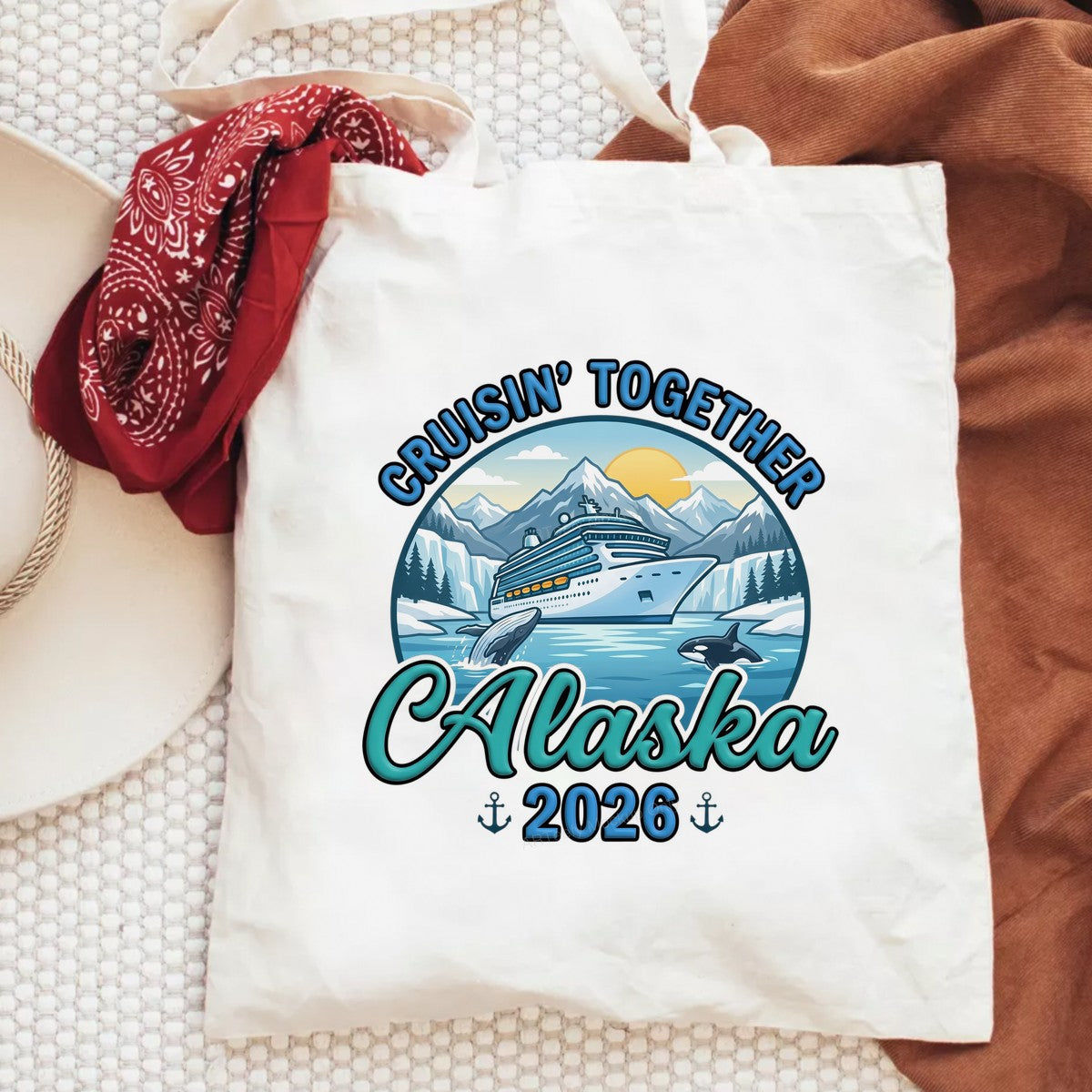DTF Transfer Cruisin’ Together Alaska 2026 Cruise Ship and Whale Graphic for T Shirts Hoodies and Cruise Trip Apparel - 6