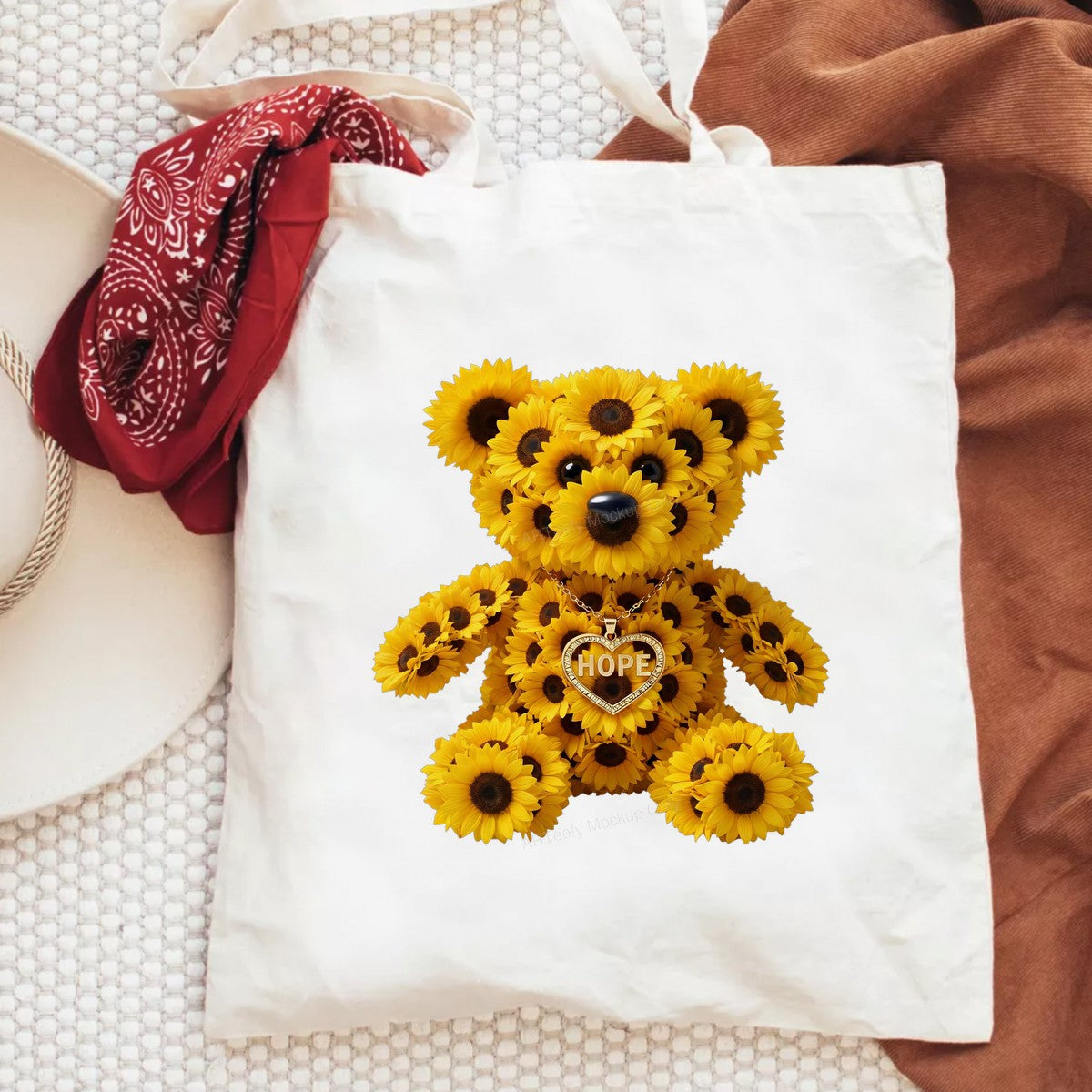DTF Heat Transfer Hope Sunflower Teddy Bear Heart Pendant Graphic for T Shirts Hoodies and Tote Bags - 6