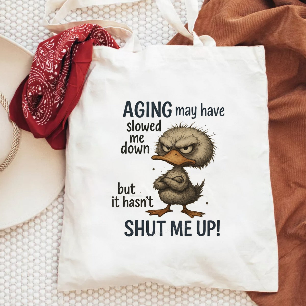 Funny Graphic Transfer Aging May Have Slowed Me Down Duck Quote Cartoon Design for T Shirts Hoodies and Gifts - 6