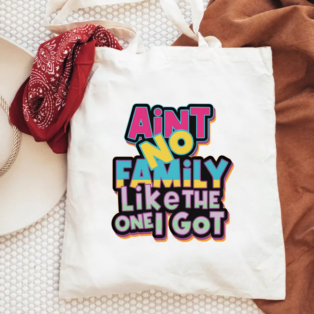 DTF Heat Transfer Ain’t No Family Like The One I Got Bold Color Block Lettering for T Shirts Hoodies and Family Gifts - 6