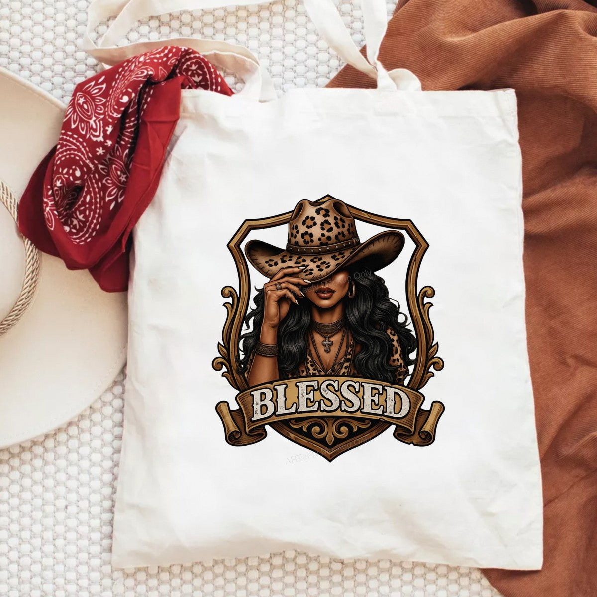 Christian Heat Transfer Blessed Cowgirl Leopard Hat Western Graphic for T Shirts Hoodies and Tote Bags - 6