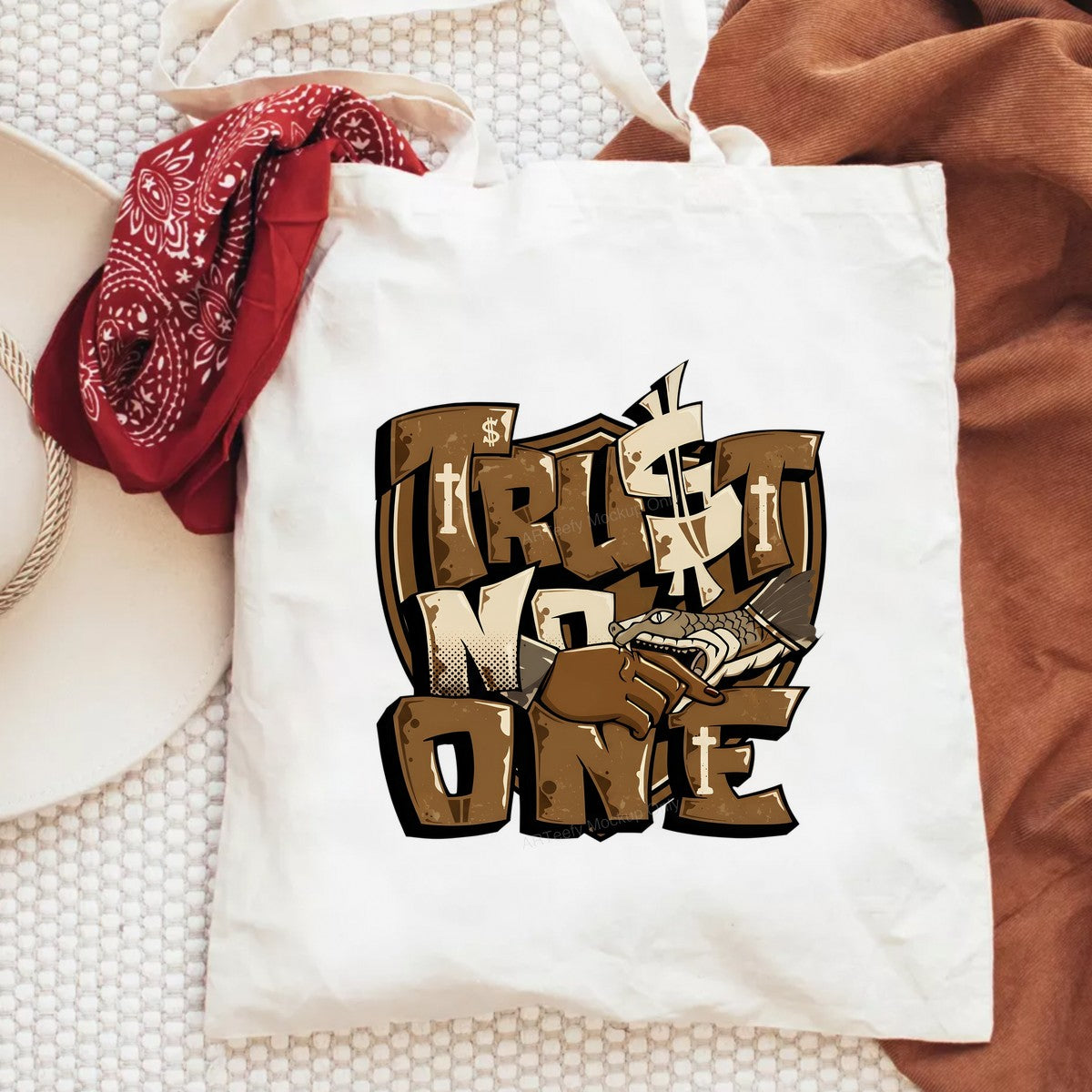 DTF Heat Transfer Trust No One Snake Bite Hand Graphic for T Shirts Hoodies and Streetwear Apparel - 6