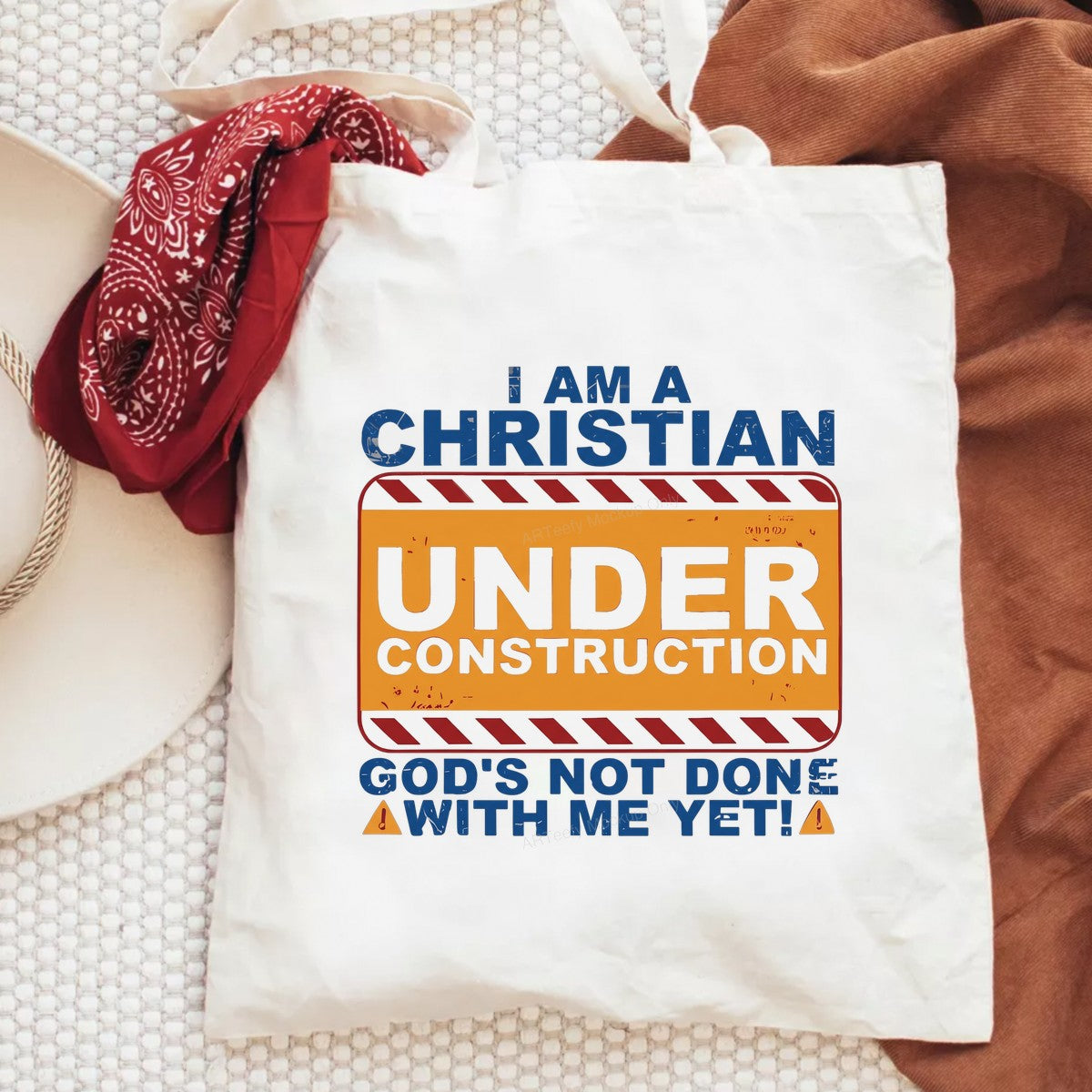 Christian Heat Transfer I Am a Christian Under Construction Sign Quote Graphic for T Shirts Hoodies and Tote Bags - 6