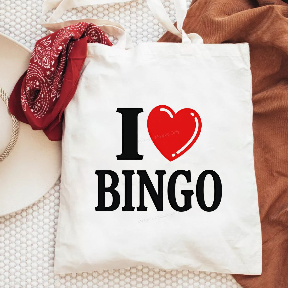 DTF Heat Transfer I Love Bingo Red Heart Bold Lettering Graphic for T Shirts Hoodies and Tote Bags - 6
