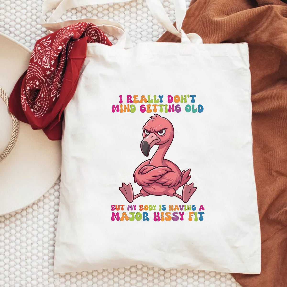 Funny Graphic Transfer Grumpy Flamingo I Really Don’t Mind Getting Old Quote Cartoon Design for T Shirts Hoodies and Gifts - 6