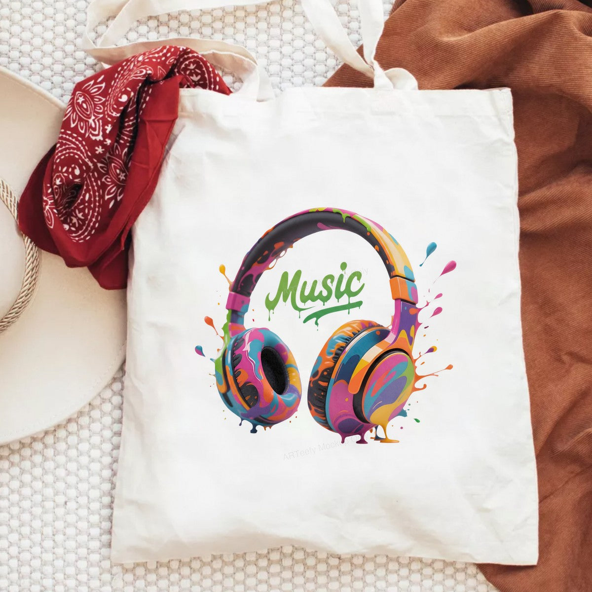 DTF Transfer Colorful Headphones Music Splash Graphic for T Shirts Hoodies and Tote Bags - 6