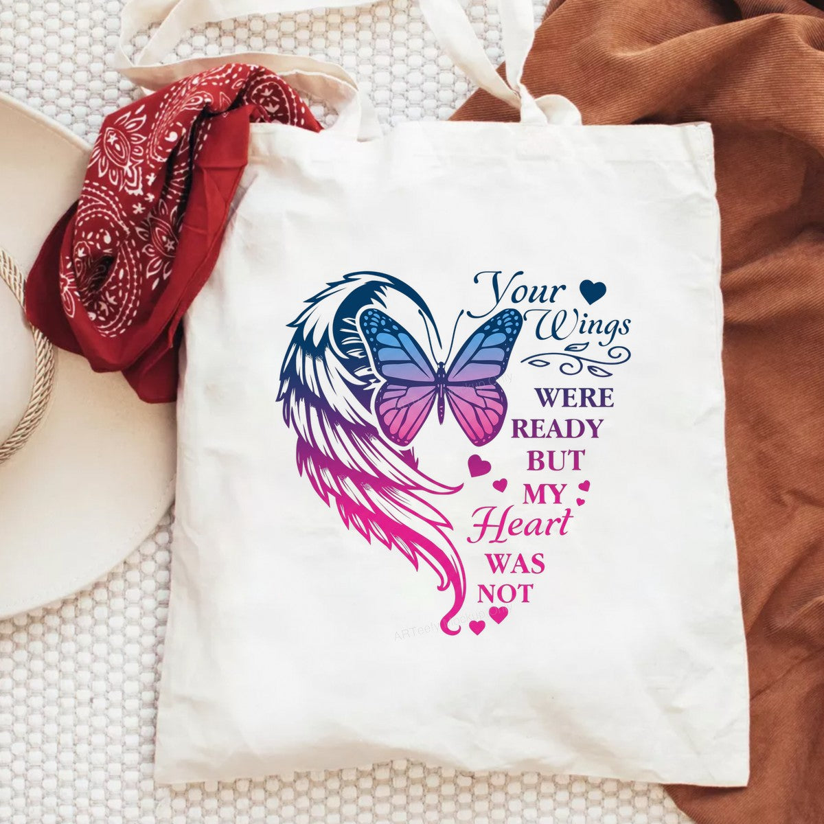 DTF Transfer Your Wings Were Ready Memorial Butterfly and Angel Wing Heart Graphic for T Shirts Hoodies and Tote Bags - 6
