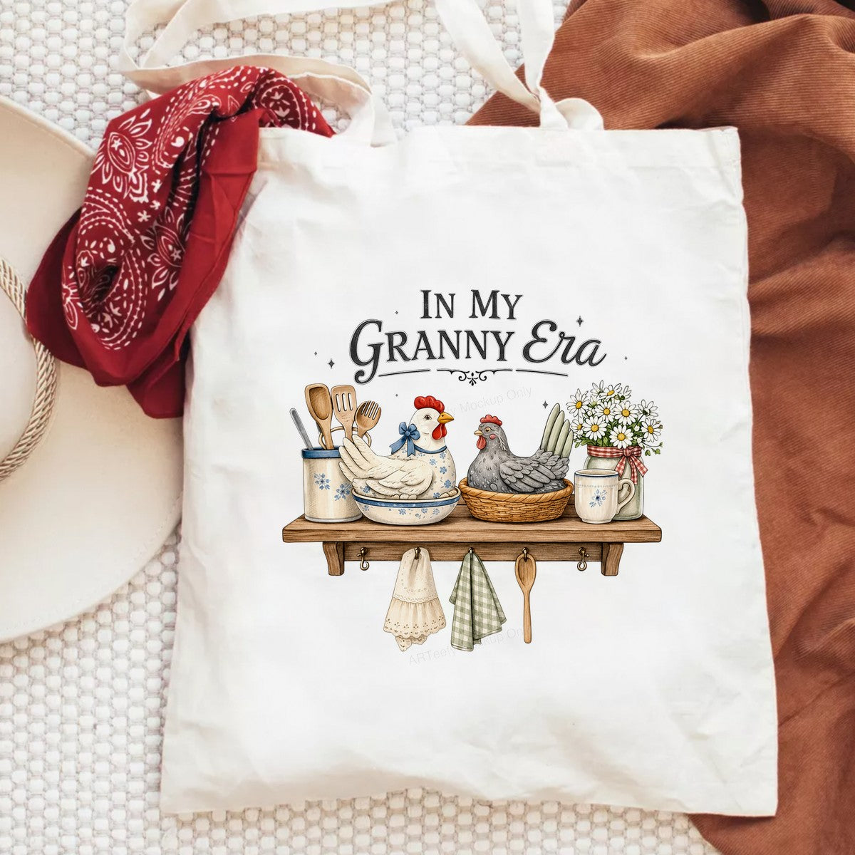 DTF Transfer In My Granny Era Farmhouse Chicken Kitchen Shelf Graphic for T Shirts Hoodies and Tote Bags - 6