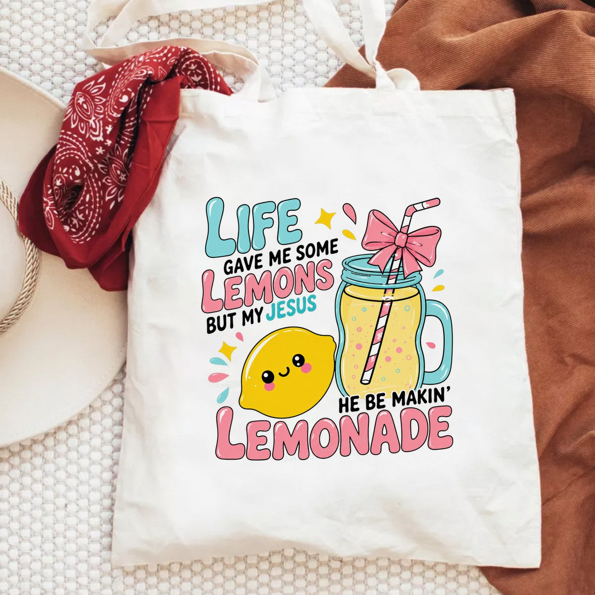 Christian Heat Transfer Life Gave Me Lemons My Jesus Makes Lemonade Cute Lemon and Mason Jar Graphic for T Shirts Hoodies and Tote Bags - 6