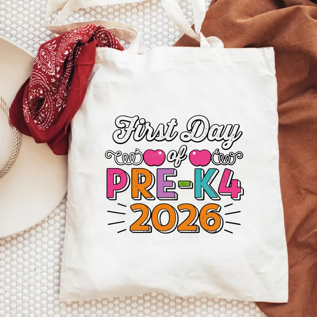 DTF Transfer First Day of Pre K4 2026 Colorful Lettering Graphic for T Shirts Hoodies and School Photo Outfits - 6