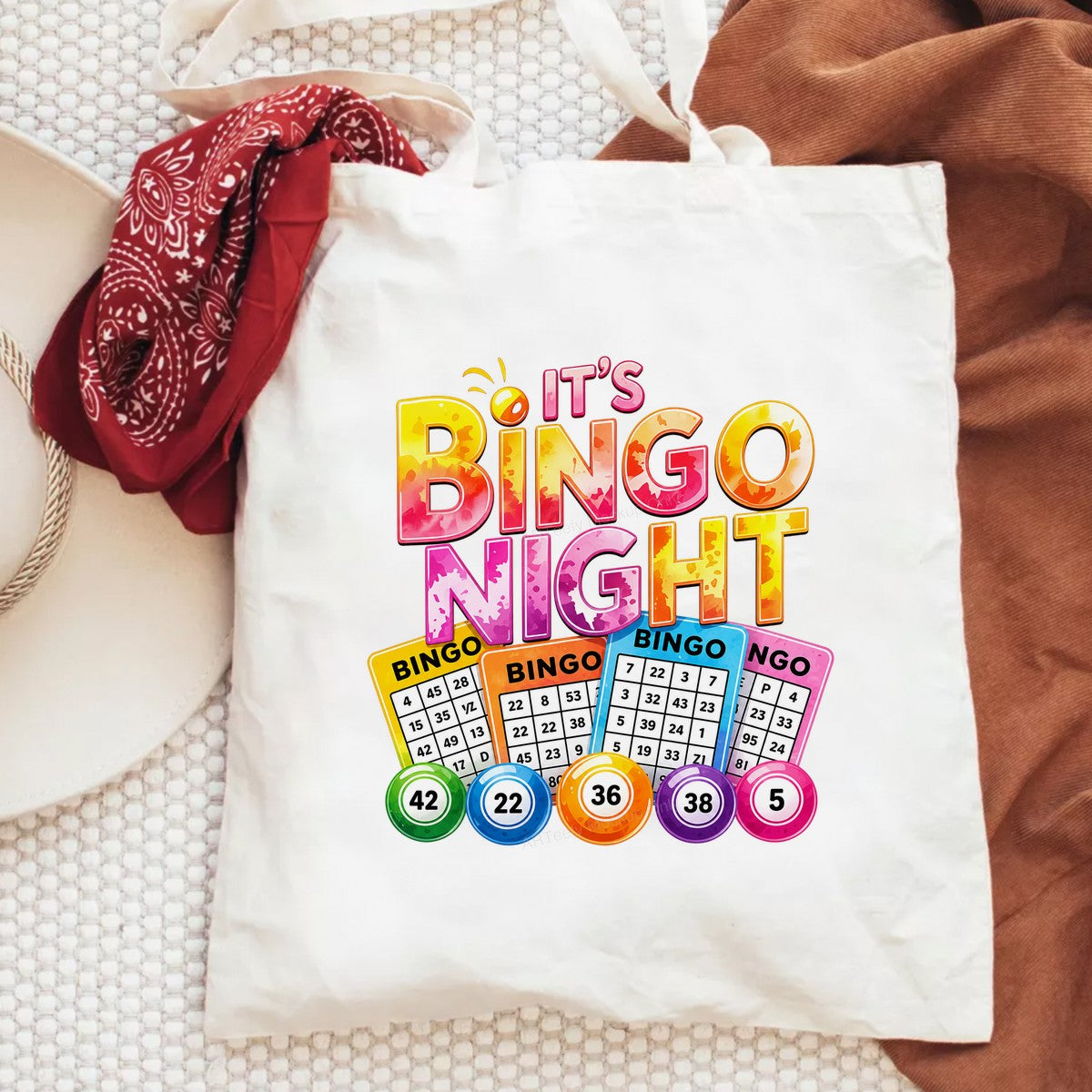 DTF Transfer It’s Bingo Night Quote Colorful Bingo Cards Graphic for T Shirts Hoodies and Game Night Apparel - 6