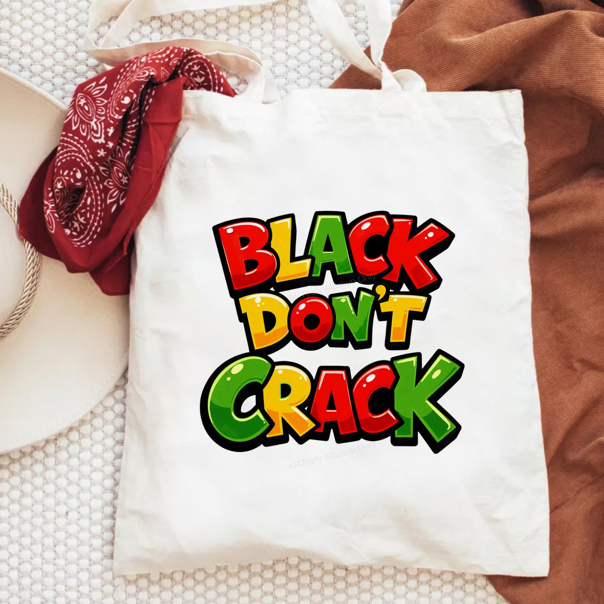 DTF Transfer Black Don’t Crack Quote Bold Red Yellow Green Lettering for T Shirts Hoodies and Tote Bags - 6